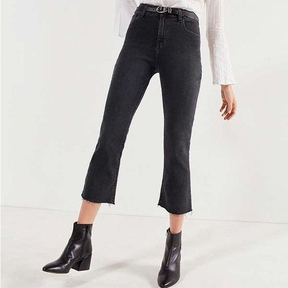 Urban Outfitters BDG Kick Flare High Rise Cropped Faded Black Jeans - Size 26 - Picture 1 of 6